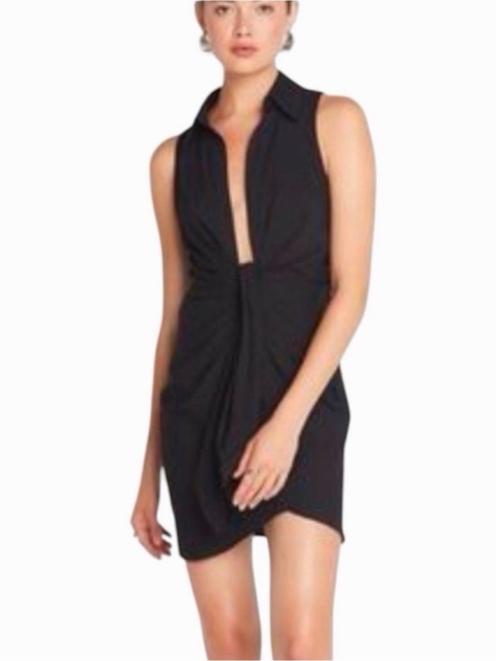 Choosy Spring St Dress with Collared Black Twist-Front - Size 2